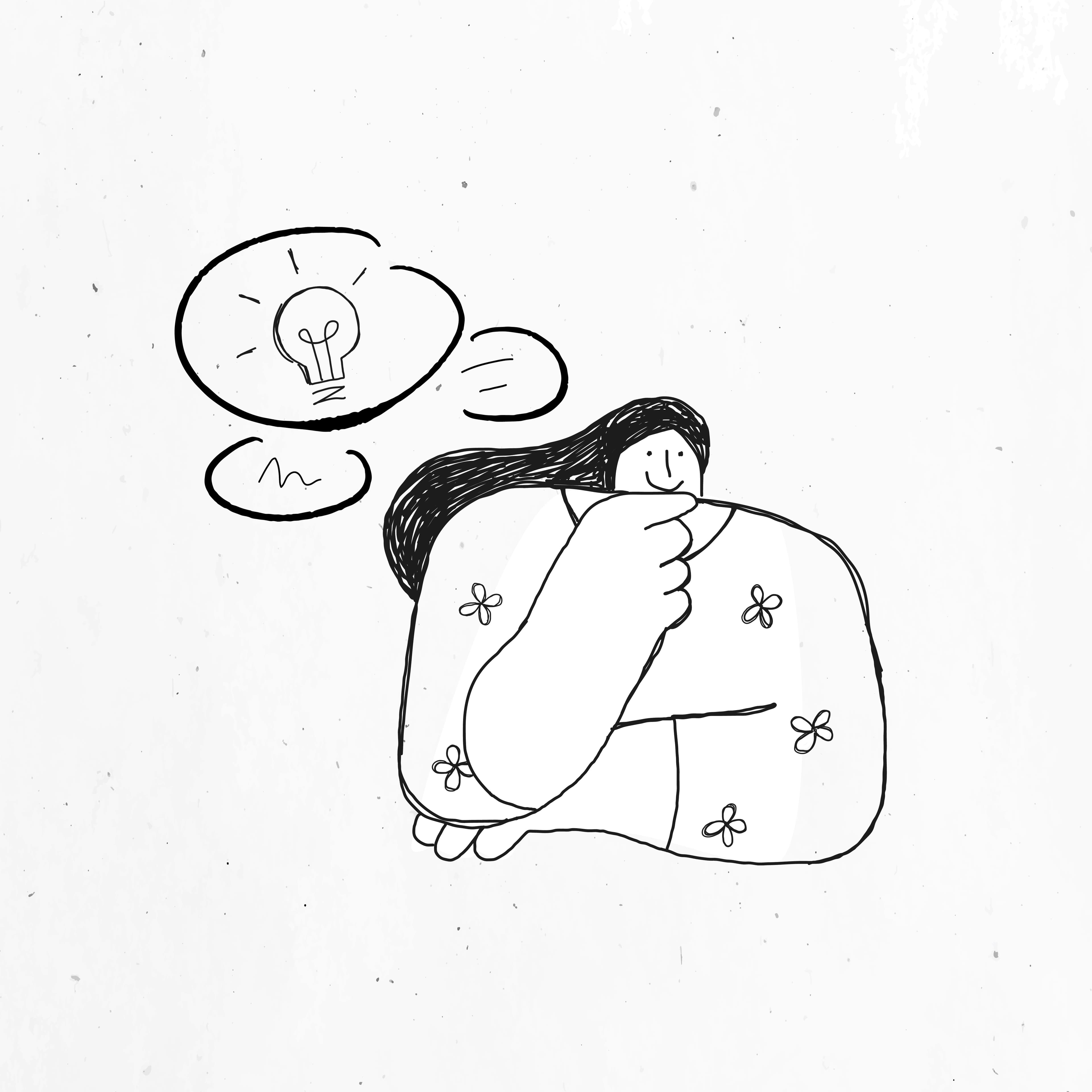 A person thinking about something